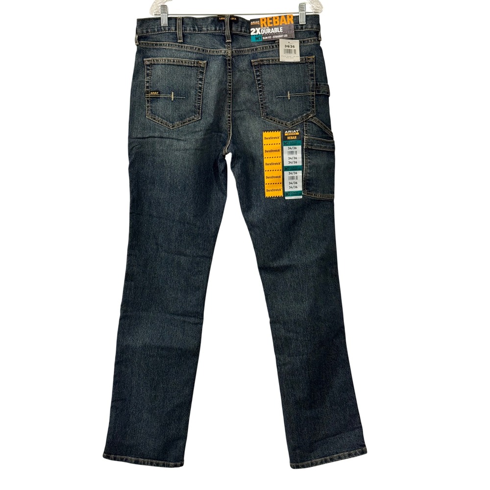 Ariat Rebar M7 Slim Fit Straight Leg Jeans McCoy Wash 34x36 NWT 10039287